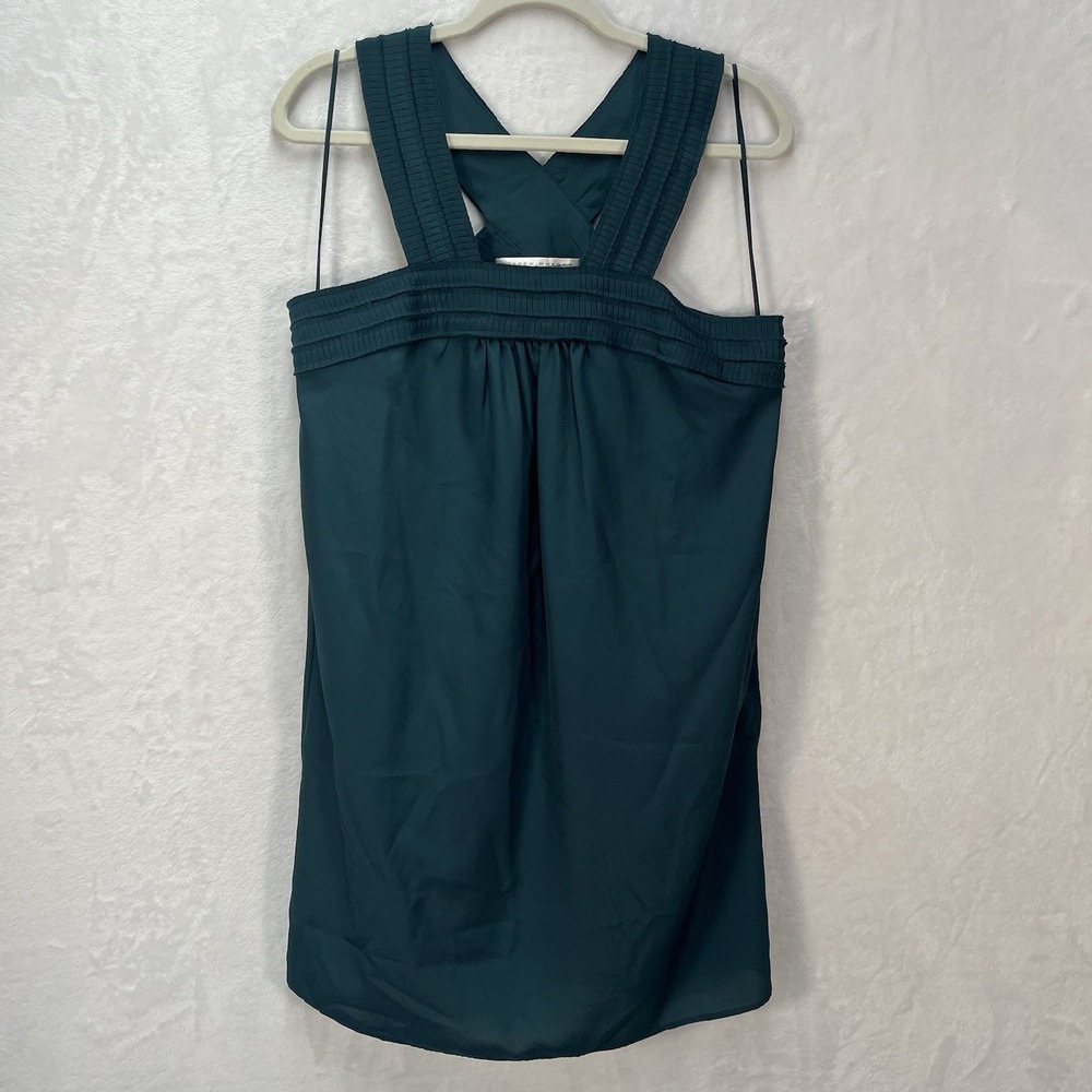 Susana Monaco Cross Back Dress Womens 8 Green Textured Straps Cocktail Mini